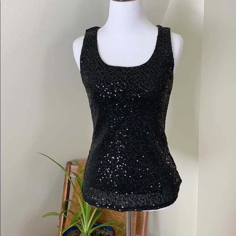 Black sequin tank top.
